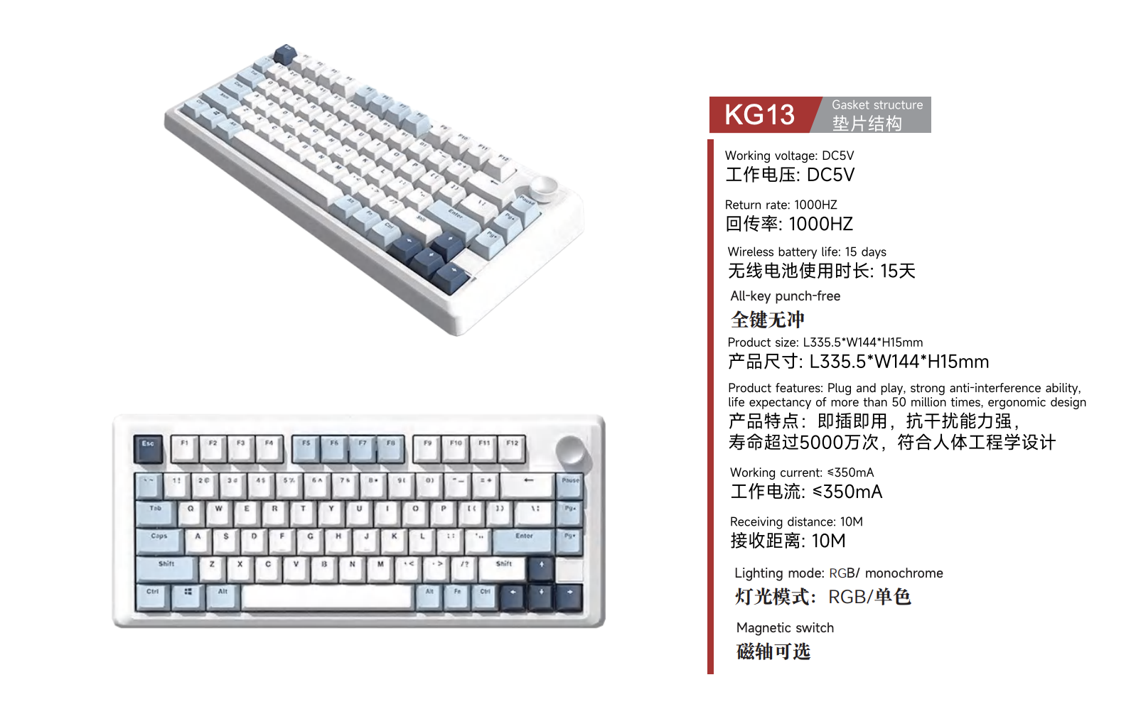 KG13 product reference sheet